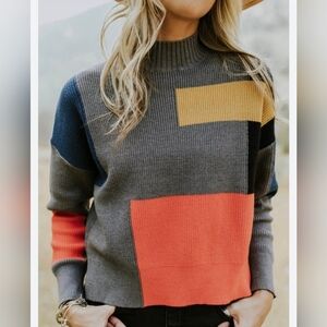 Roolee Color Block Sweater LG *C7